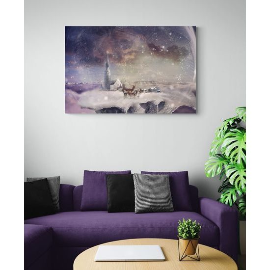 Kép gyönyörű szarvas a havas tájban