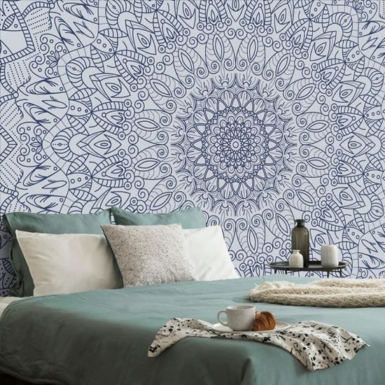 Tapéta gyönyörűen kidolgozott Mandala kék kivitelben