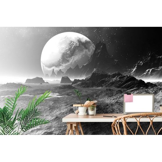 Öntapadó tapéta egyedi fekete-fehér fantasy bolygó