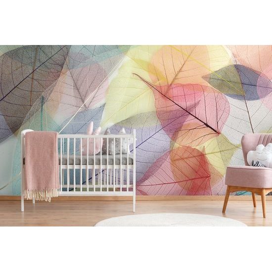 Öntapadó tapéta átlátszó színes levelek