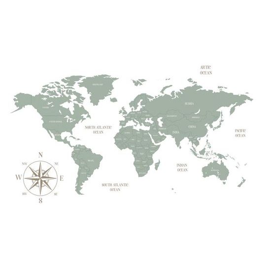 Öntapadó tapéta egyszerű világtérkép zöld kivitelben