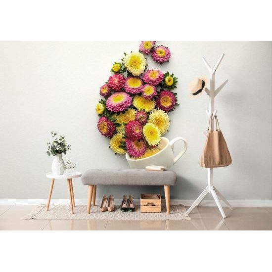 Öntapadó fotótapéta virágokkal teli csésze