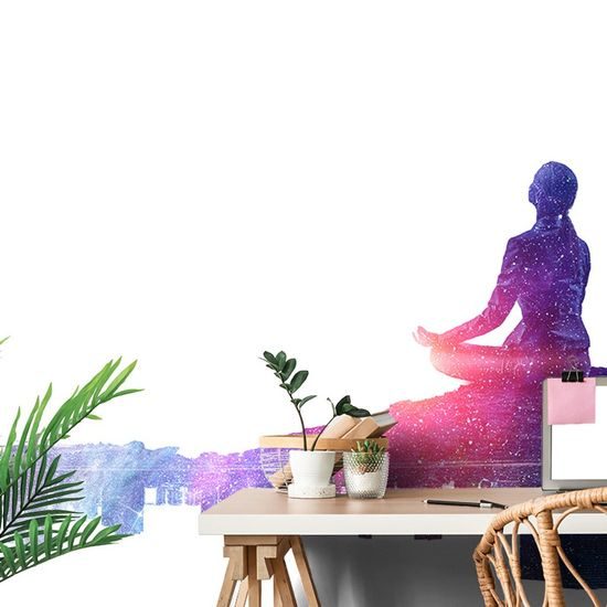 Öntapadó tapéta egy meditáló nő sziluettje