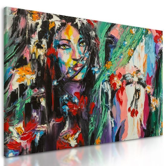 Kép lány és ló festménye