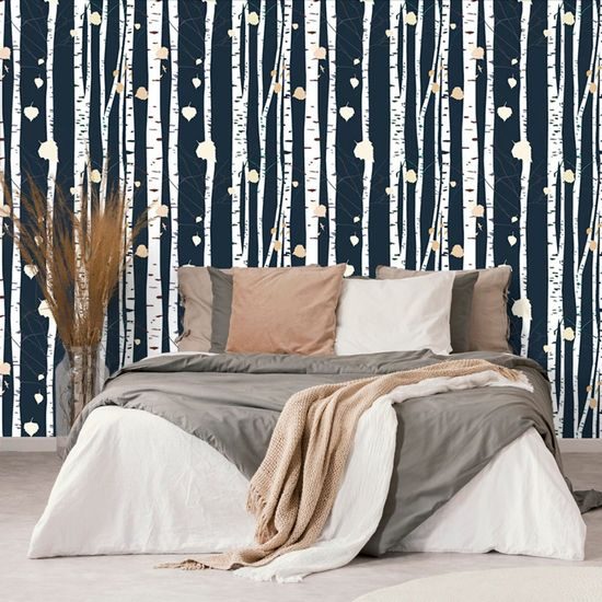 Tapéta titokzatos nyírfák a holdfényben