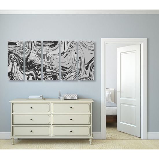 5 részes kép fekete-fehér művészi absztrakció