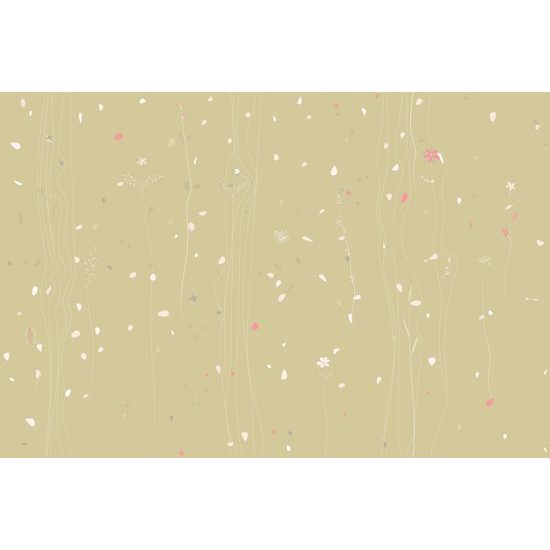 Öntapadó tapéta zsenge virágos rét arany alapon