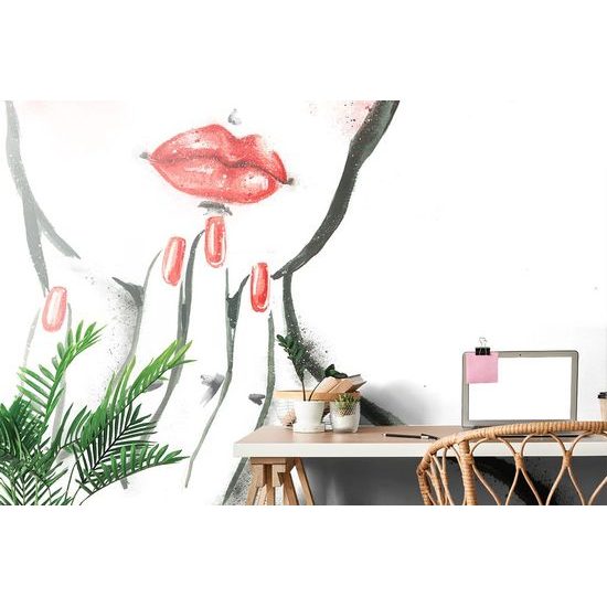 Öntapadó tapéta festett női ajkak