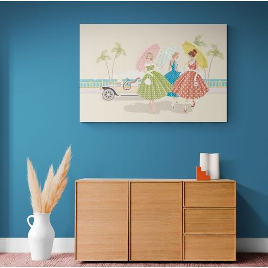 Kép elegáns hölgyek retro stílusban