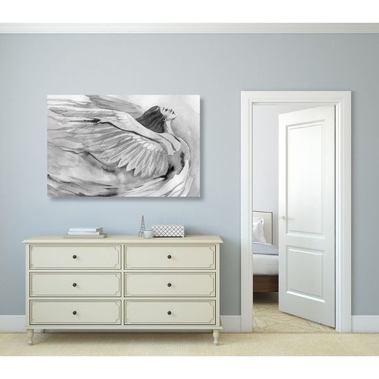 Kép gyönyörű angyal szabadsága fekete-fehér kivitelben