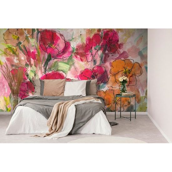 Öntapadó tapéta érdekes virág festmény