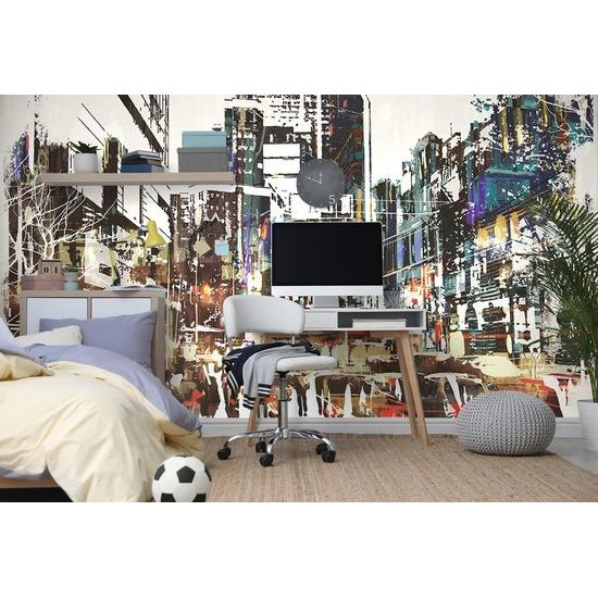 Öntapadó tapéta a metropolisz forgalmas utcája