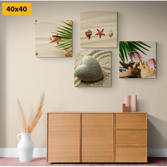 Képszett kagylókkal teli homokos tengerpart