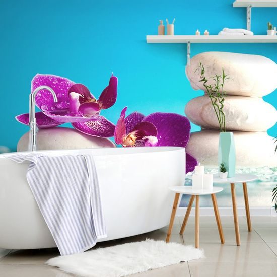 Fotótapéta spa csendélet kék háttérrel