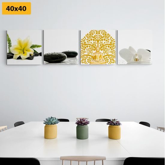 Képszett lágy Feng Shui elemek fehér háttéren