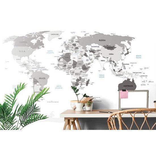 Tapéta térkép megjelölt óceánokkal