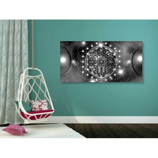 Kép elbűvölő Mandala fekete-fehér kivitelben