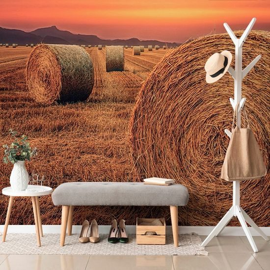 Öntapadó fotótapéta mező szénabálákkal