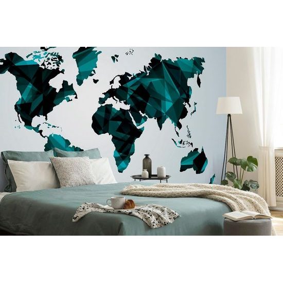 Öntapadó tapéta sokszögekből készült világtérkép