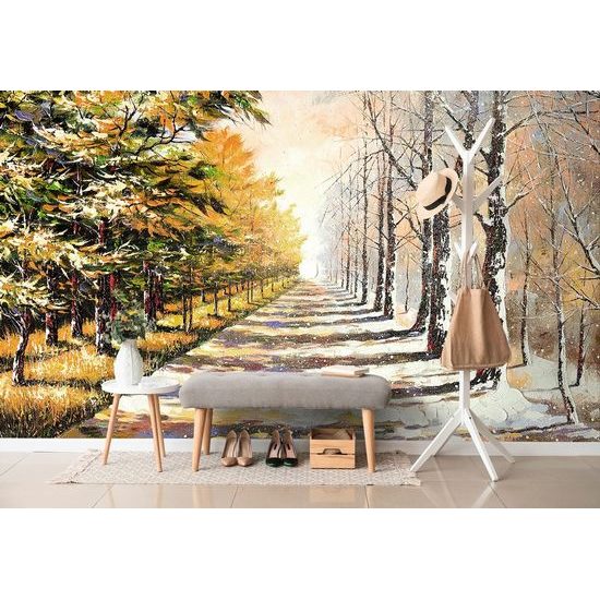 Tapéta egy fasor az évszakok fordulóján