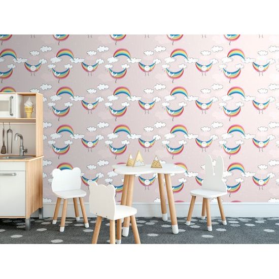 Öntapadó tapéta színes szivárványok a felhők között