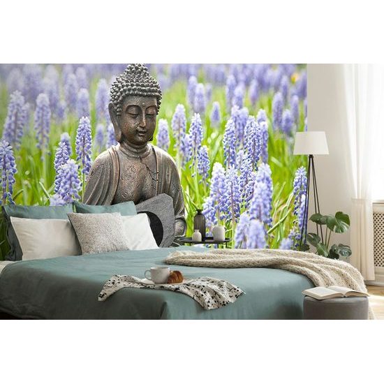 Öntapadó fotótapéta Buddha ying és yang virágok közepén