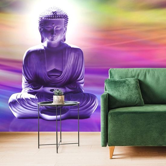 Tapéta meditáló Buddha egy absztrakt háttéren