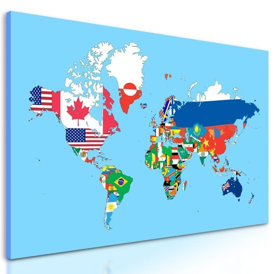 Kép térkép az egyes országok zászlóival