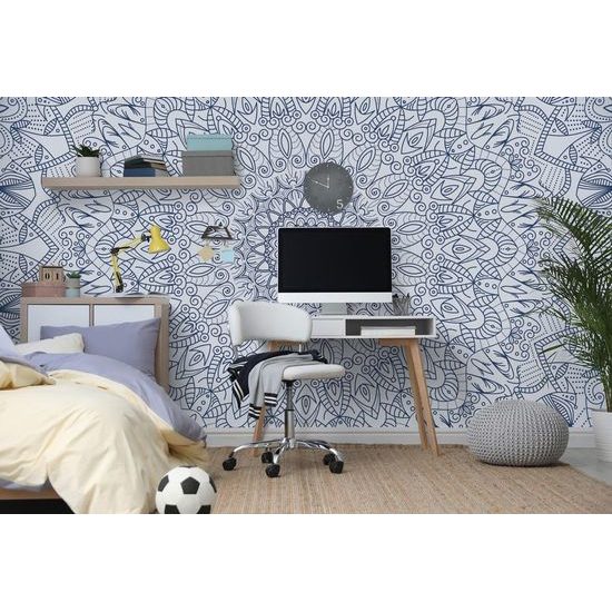 Tapéta gyönyörűen kidolgozott Mandala kék kivitelben