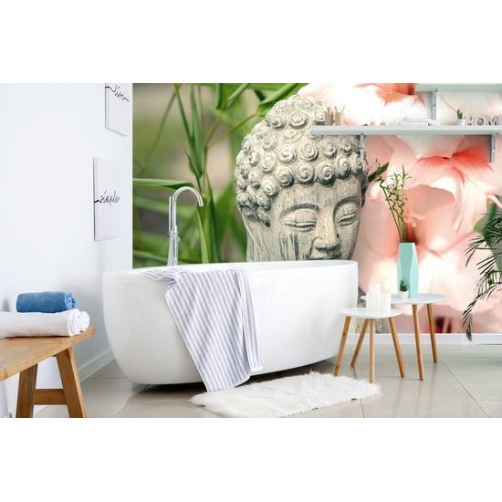 Öntapadó fotótapéta Buddha szobor virágok közelében