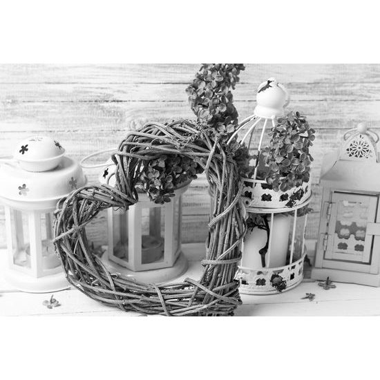 Kép szeretettel teli csendélet fekete-fehér kivitelben