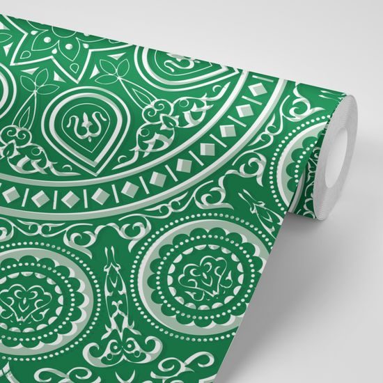 Öntapadó tapéta kellemes Mandala zöld alapon