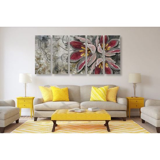 5 részes kép absztrakt virág
