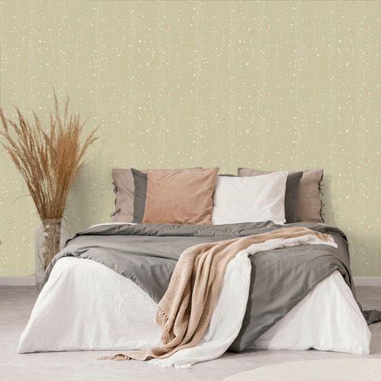 Öntapadó tapéta zsenge virágos rét arany alapon