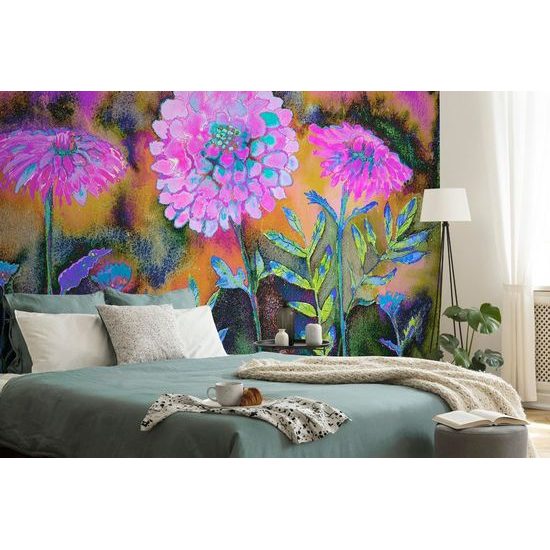 Öntapadó tapéta szokatlan lila virágok