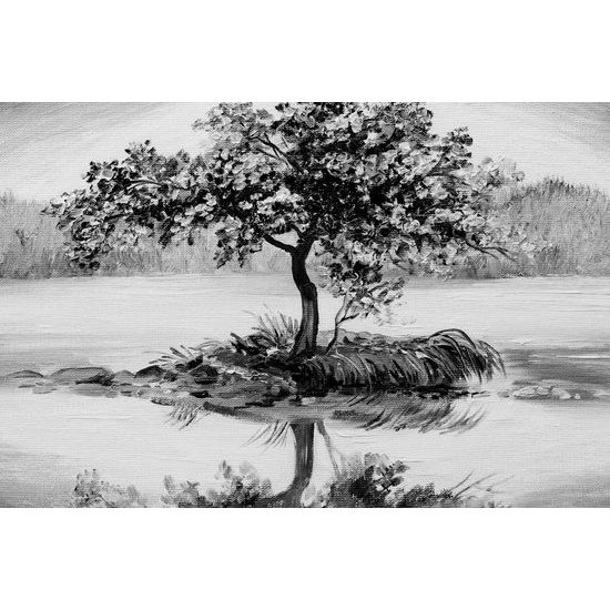 Kép cseresznyefa magában fekete-fehér kivitelben