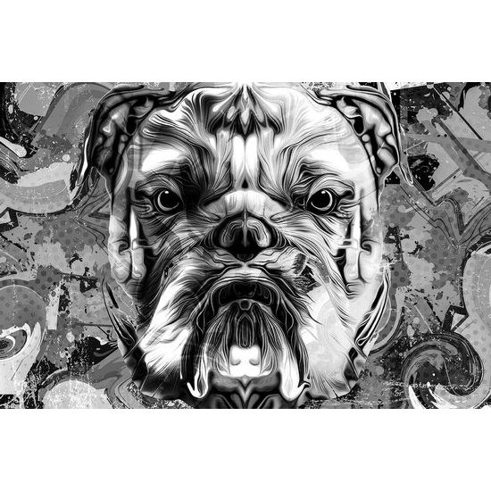 Fekete-fehér bulldog öntapadó tapéta pop art kivitelben