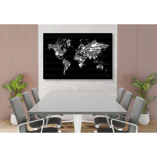 Kép világtérkép zenei motívummal