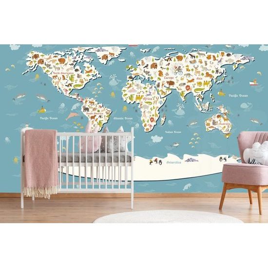 Tapéta gyerekek térképe állatokkal