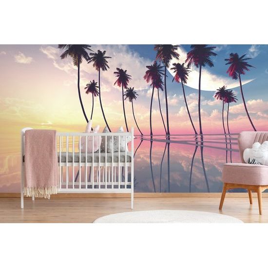 Egzotikus pálmafák naplementekor öntapadó tapéta