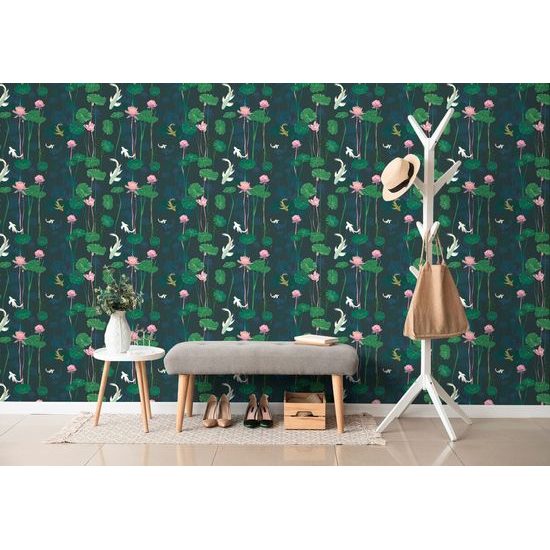 Öntapadó tapéta ponty a vízililiomok között