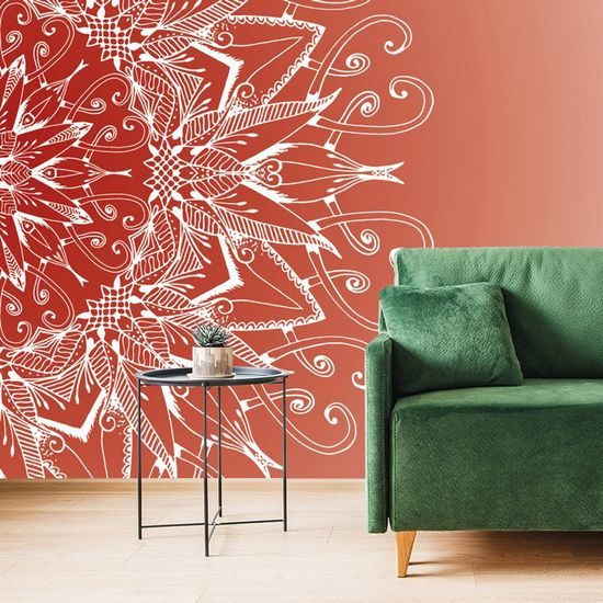 Öntapadó tapéta érdekes Mandala bordó háttéren