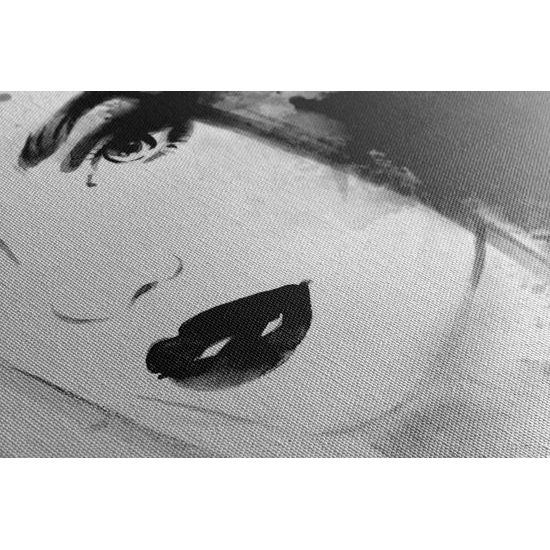 Kép női szépség portréja fekete-fehér kivitelben