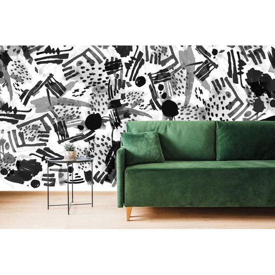 Érdekes fekete-fehér tapéta absztrakció pop art stílusban