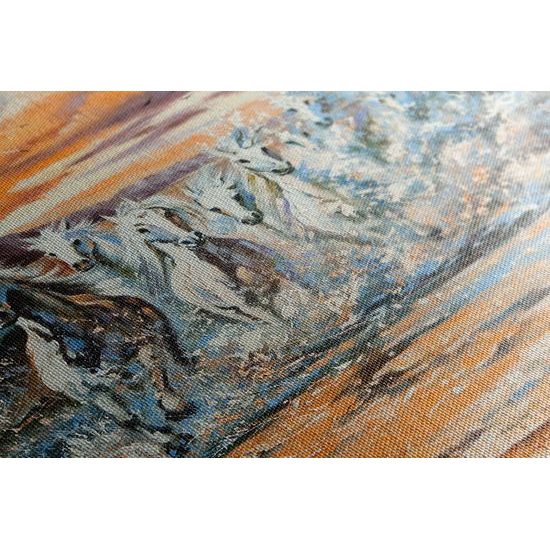 Kép vízben gázoló lovak