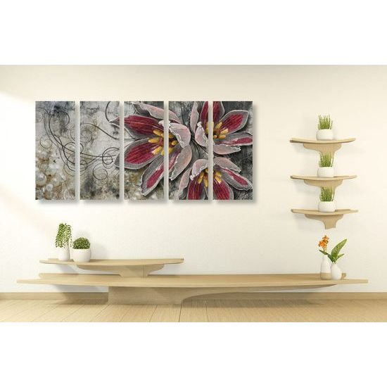 5 részes kép absztrakt virág