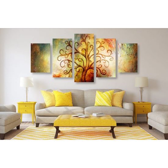 5 részes kép életfa absztrakt háttéren