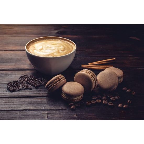 Fotótapéta kávé csendélet macaroonokkal