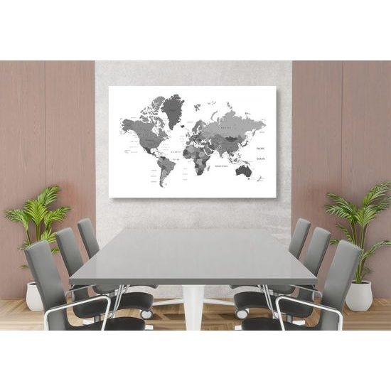 Kép világtérkép fekete-fehér színben
