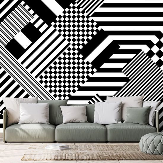 Öntapadó tapéta fekete-fehér minták egyszerű kivitelben